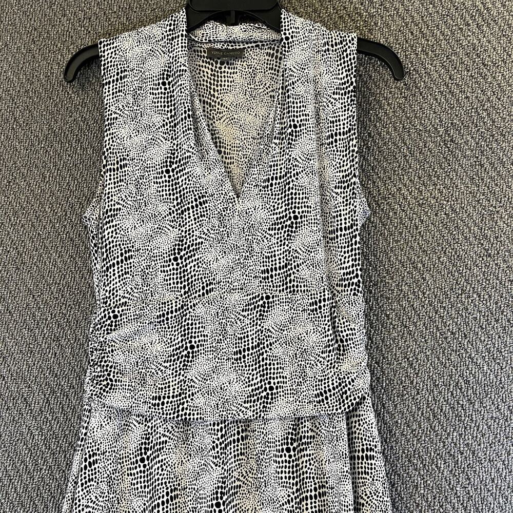 Vince Camuto Black and White Snake Print Sleeveless Midi Dress Size XS